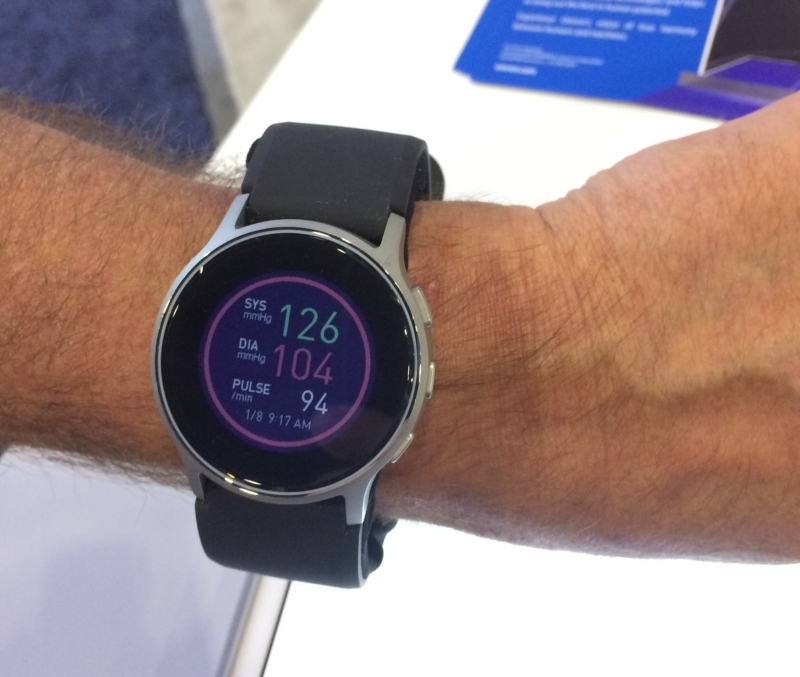The HeartGuide wearable being shown at CES 2019