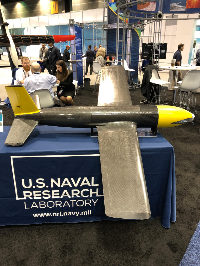 The Flying Sea Glider from the U.S. Naval Research Laboratory displays at AUVSI XPONENTIAL 2019 in Chicago