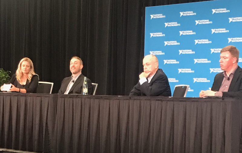 a panel at NIWeek 2019 featuring Shelley Grelein, Matthijs Klomp, Clarke Ryan, and Ben Thomas